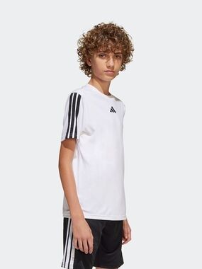 Adidas Boys' White 3-Stripes Sports Tee Size Medium 10/12